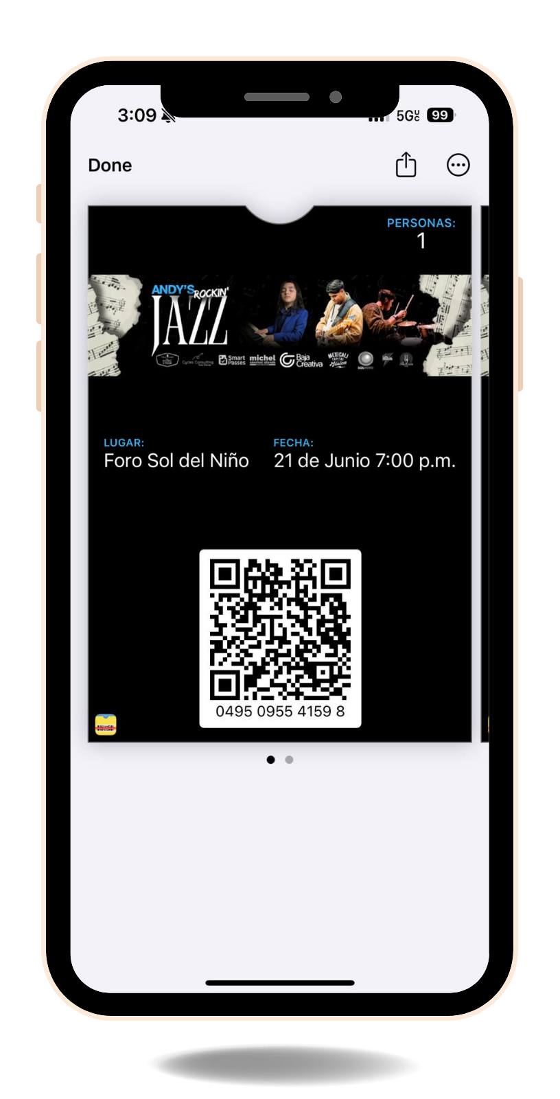 Ejemplo de boleto para evento