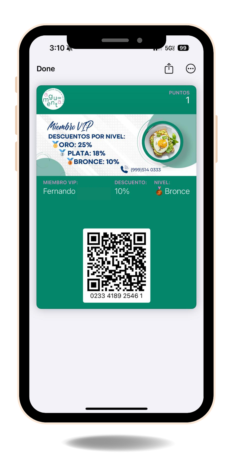 Ejemplo de tarjeta de lealtad